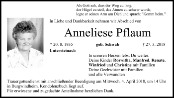Anzeige von Anneliese Pflaum von MGO