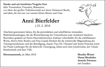 Anzeige von Anni Bierfelder von MGO