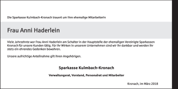 Anzeige von Anni Haderlein von MGO