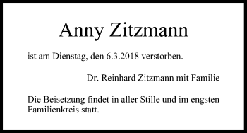 Anzeige von Anny Zitzmann von MGO