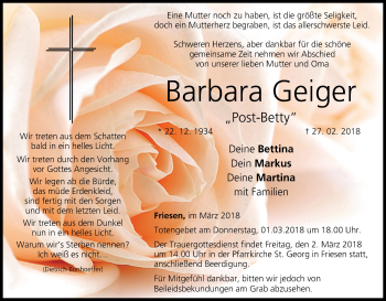 Anzeige von Barbara Geiger von MGO