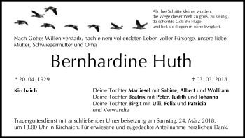 Anzeige von Bernhardine Huth von MGO