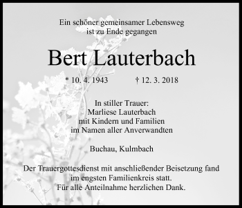 Anzeige von Bert Lauterbach von MGO