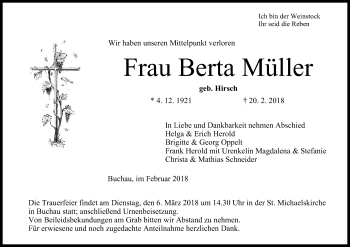 Anzeige von Berta Müller von MGO