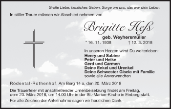 Anzeige von Brigitte Heß von MGO