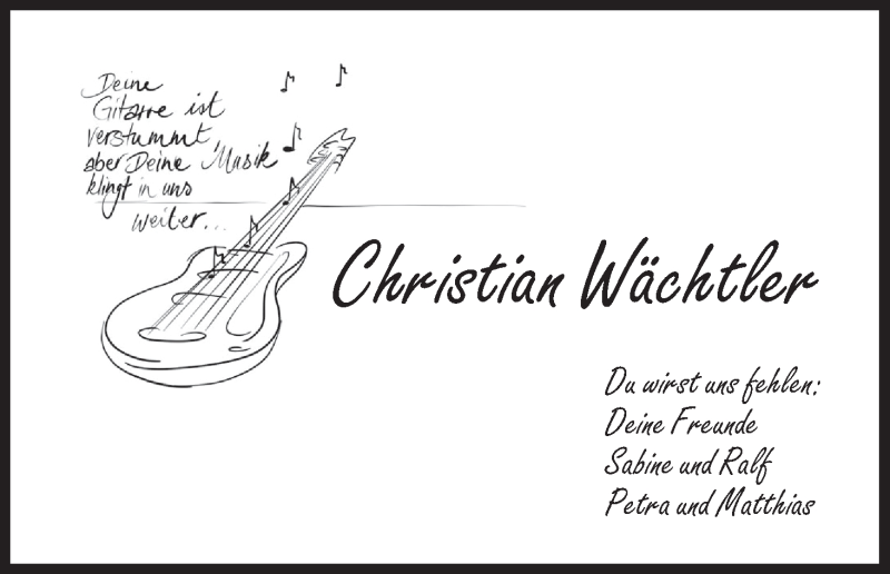  Traueranzeige für Christian Wächtler vom 03.03.2018 aus MGO