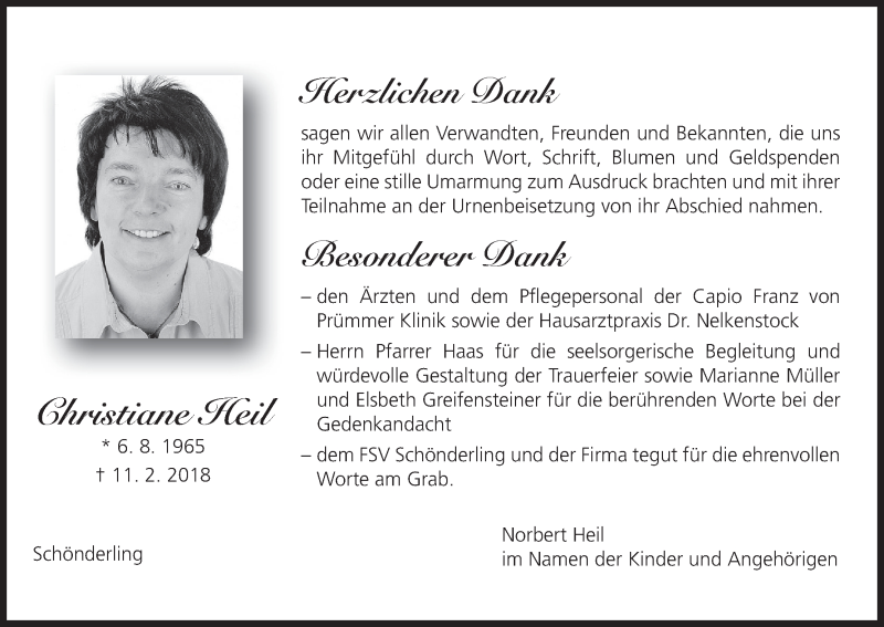  Traueranzeige für Christiane Heil vom 03.03.2018 aus MGO