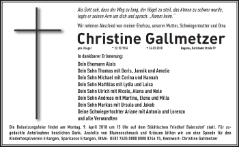Anzeige von Christine Gallmetzer von MGO