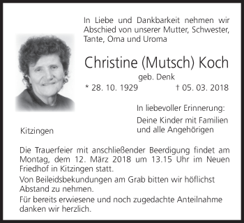 Anzeige von Christine  Koch von MGO