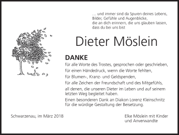 Anzeige von Dieter Möslein von MGO