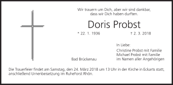 Anzeige von Doris Probst von MGO
