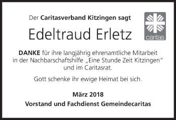 Anzeige von Edeltraud Erletz von MGO