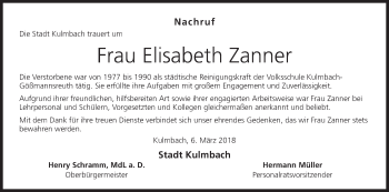 Anzeige von Elisabeth Zanner von MGO