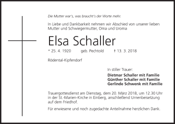 Anzeige von Elsa Schaller von MGO