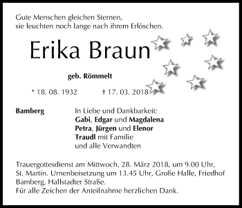 Anzeige von Erika Braun von MGO