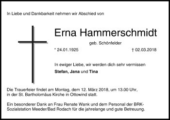 Anzeige von Erna Hammerschmidt von MGO