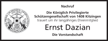 Anzeige von Ernst Dazian von MGO