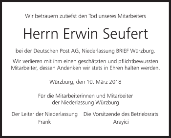 Anzeige von Erwin Seufert von MGO