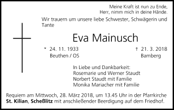 Anzeige von Eva Mainusch von MGO