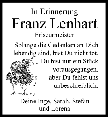 Anzeige von Franz Lenhart von MGO