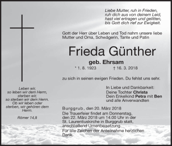 Anzeige von Frieda Günther von MGO