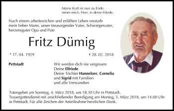 Anzeige von Fritz Dümig von MGO