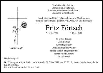 Anzeige von Fritz Förtsch von MGO