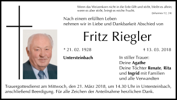 Anzeige von Fritz Riegler von MGO