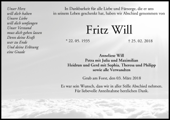 Anzeige von Fritz Will von MGO