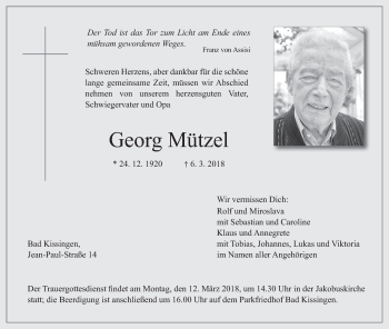 Anzeige von Georg Mützel von MGO