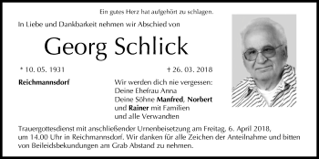Anzeige von Georg Schlick von MGO