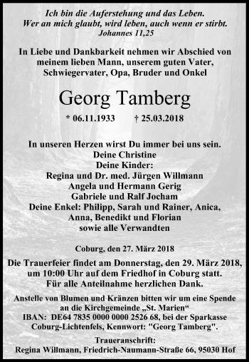 Anzeige von Georg Tarnberg von MGO