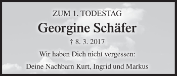 Anzeige von Georgine Schäfer von MGO