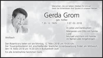 Anzeige von Gerda Grom von MGO