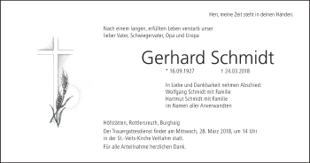 Anzeige von Gerhard Schmidt von MGO