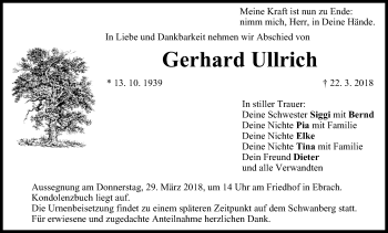 Anzeige von Gerhard Ullrich von MGO