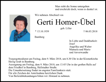 Anzeige von Gerti Homer-Übel von MGO