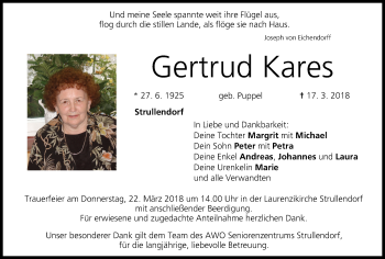 Anzeige von Gertrud Kares von MGO