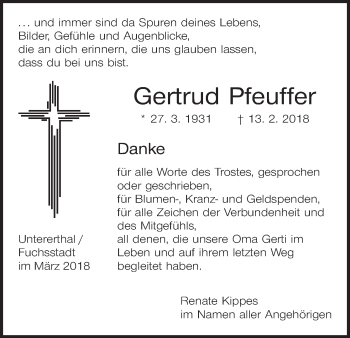 Anzeige von Gertrud Pfeuffer von MGO