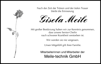 Anzeige von Gisela Meile von MGO