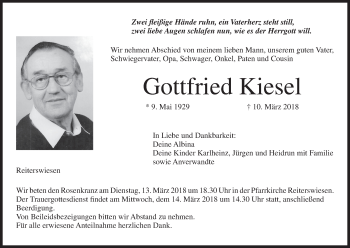 Anzeige von Gottfried Kiesel von MGO