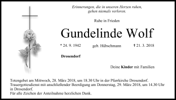 Anzeige von Gundelinde Wolf von MGO