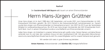 Anzeige von Hans-Jürgen Grüttner von MGO