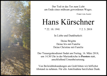 Anzeige von Hans Kürschner von MGO