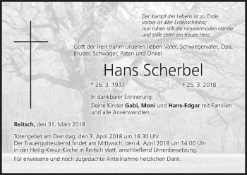 Anzeige von Hans Scherbel von MGO