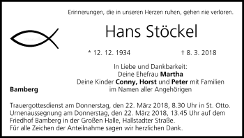 Anzeige von Hans Stöckel von MGO