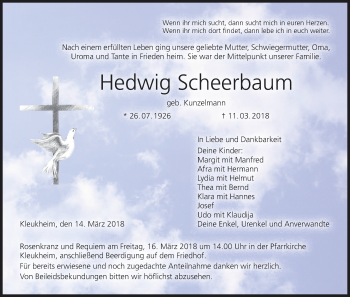 Anzeige von Hedwig Scheerbaum von MGO