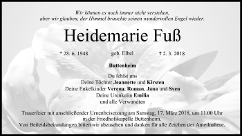 Anzeige von Heidemarie Fuß von MGO