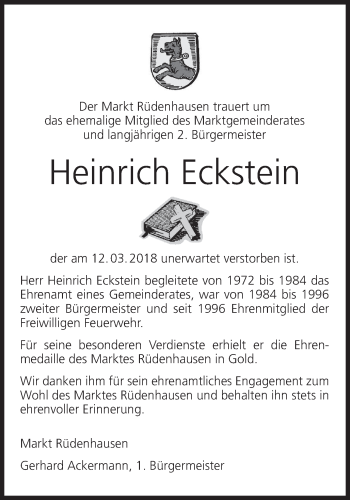 Anzeige von Heinrich Eckstein von MGO