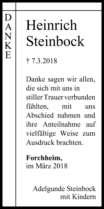 Anzeige von Heinrich Steinbock von MGO